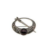 Kida Of London - Vintage Signed 'Kida' Silver Metal Glass Agate Celtic Brooch (VBR233)
