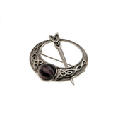 Kida Of London - Vintage Signed 'Kida' Silver Metal Glass Agate Celtic Brooch (VBR233)