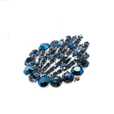 Shades Of Blue - Vintage 'Continental' Rhodium Plated Austrian Swarovski Crystal Rhinestone Brooch (VBR234)