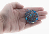 Shades Of Blue - Vintage 'Continental' Rhodium Plated Austrian Swarovski Crystal Rhinestone Brooch (VBR234)