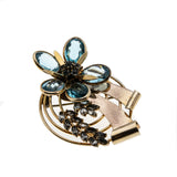Retro Blossom- Vintage 12K Gold Filled Paste Flower Brooch (VBR235)