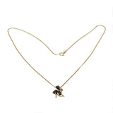 Jeweled Flower - Vintage 10K Gold Sapphire & Diamond Flower Pendant & Chain (VP196)
