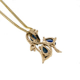 Jeweled Flower - Vintage 10K Gold Sapphire & Diamond Flower Pendant & Chain (VP196)