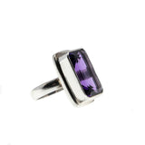Purple Reign - Estate Sterling Silver Emerald Cut Amethyst Ring (ER315)