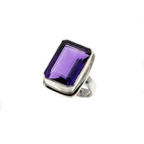 Purple Reign - Estate Sterling Silver Emerald Cut Amethyst Ring (ER315)