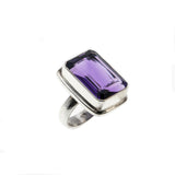 Purple Reign - Estate Sterling Silver Emerald Cut Amethyst Ring (ER315)