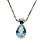 Ocean View - Estate Sterling Silver Blue Topaz Pendant & Chain (EP065)