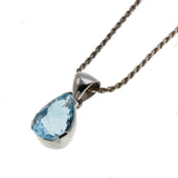 Ocean View - Estate Sterling Silver Blue Topaz Pendant & Chain (EP065)