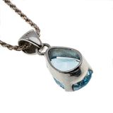 Ocean View - Estate Sterling Silver Blue Topaz Pendant & Chain (EP065)