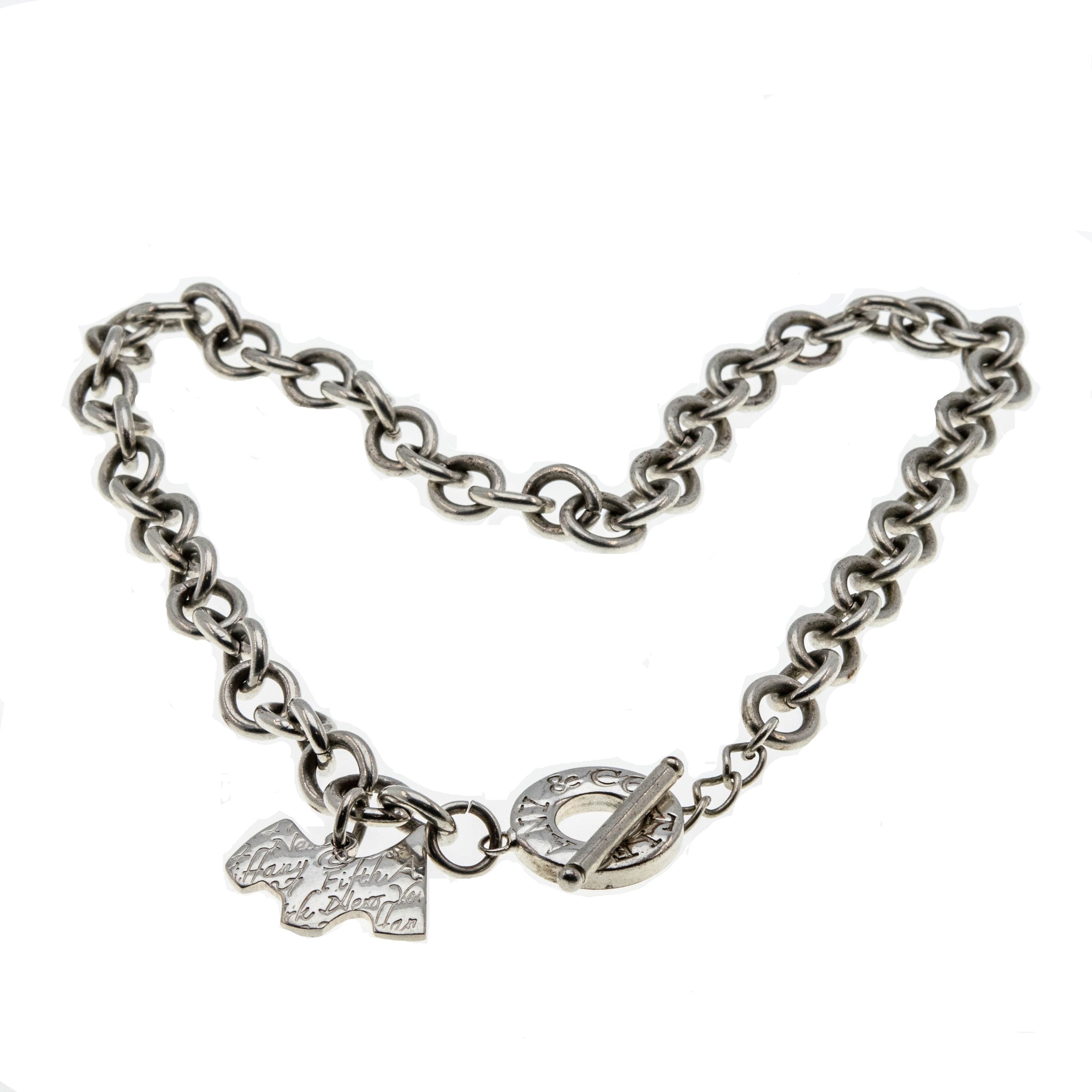 Tiffany & Company Replica - Estate Sterling Silver Plate 'New York Fifth Avenue' Toggle Necklace (EN029)