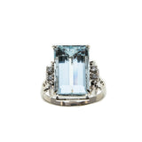 Seascape - Estate Platinum Aquamarine & Diamond Ring (ER317)