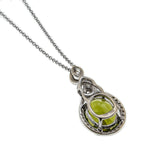 Green Elegance - Estate 14K White Gold Natural Peridot & Diamond Pendant & Chain (EP068)