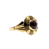 Flower Power - Vintage 14K Gold Natural Ruby Cabochon Flower Ring (VR884)