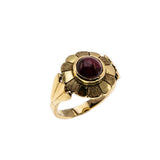 Flower Power - Vintage 14K Gold Natural Ruby Cabochon Flower Ring (VR884)