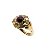 Flower Power - Vintage 14K Gold Natural Ruby Cabochon Flower Ring (VR884)
