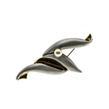 First Bloom - Vintage Signed 'J.J Jonette' Silver & Gold Plated Pearl Brooch (VBR241)