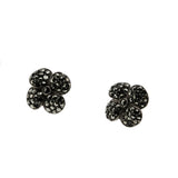 Petites Fleurs - Art Deco Sterling Silver Rose Cut Marcasite Flower Stud Earrings (ADE036)