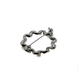 Lustrous Wreath - Vintage Signed UTICA Sterling Silver Faux Pearl & Crystal Rhinestone Brooch (VBR247)