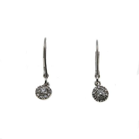 Sparkling Blossoms - Estate 10K White Gold Diamond Cluster Dangly Earrings (EE225)