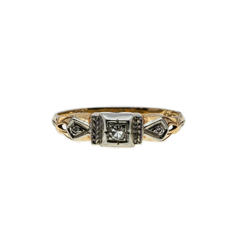 Deco Delight - Art Deco 18K/14K Gold Antique Cut Diamond Engagement Ring (ADR248)
