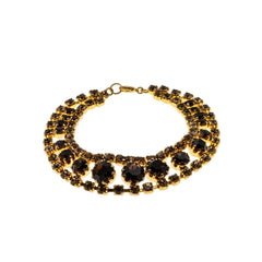 Cognac Jewel - Vintage Gold Plated Austrian Crystal Rhinestone Bracelet (VB162)