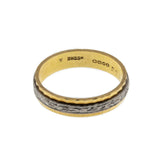 I Thee Wed - Vintage English 18K Yellow & White Gold Engraved  Wedding Band Ring (VR914)