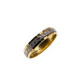 I Thee Wed - Vintage English 18K Yellow & White Gold Engraved  Wedding Band Ring (VR914)