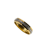 I Thee Wed - Vintage English 18K Yellow & White Gold Engraved  Wedding Band Ring (VR914)
