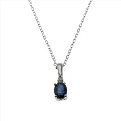 A Touch Of Blue - Vintage Platinum Natural Sapphire & Diamond Pendant & 14K White Gold Chain (VP216)