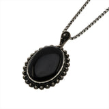 Midnight - Vintage Sterling Silver Natural Black Onyx Pendant & Chain (VP218)
