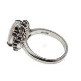 Inner Worlds - Vintage Platinum Australian Opal & Diamond Cluster Ring (VR915)