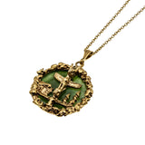 Cabin In The Woods - Vintage Alaskan 10K Gold Jade Totem Pole Pendant & Chain (VP220)