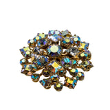Glistening Snowflake - Vintage Signed 'TRIAD' Gold Plated Swarovski Aurora Borealis Crystal Rhinestone Brooch (VBR259)