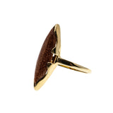 Glittering Gold - Vintage 10K Gold Goldstone Marquise Ring (VR930)