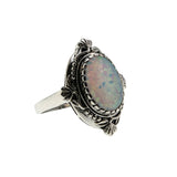 Hologram's Drama - Estate Victorian Art Nouveau Revival Sterling Silver Opal Foliage Ring (ER354)