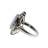 Hologram's Drama - Estate Victorian Art Nouveau Revival Sterling Silver Opal Foliage Ring (ER354)