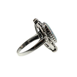Hologram's Drama - Estate Victorian Art Nouveau Revival Sterling Silver Opal Foliage Ring (ER354)