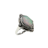Hologram's Drama - Estate Victorian Art Nouveau Revival Sterling Silver Opal Foliage Ring (ER354)
