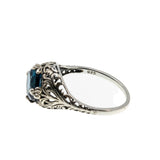 Classically Blue - Estate Sterling Silver Natural London Blue Topaz Filigree Ring (ER357)