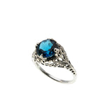 Classically Blue - Estate Sterling Silver Natural London Blue Topaz Filigree Ring (ER357)