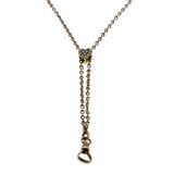 Heart Of Pearls - Victorian 'Chapin & Hollister' Gold Fill Pearl Heart Long Guard Slide Chain (VICN053)