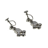 Red Carpet Ready - Vintage Rhodium Plated Austrian Crystal Rhinestone Dangly Screw- Back Earrings (VE418)