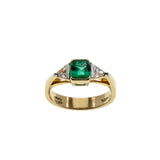 Greener Than Green - Vintage 14K Gold & Platinum Natural Emerald & Diamond Bespoke Ring (VR963)