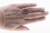 In The Pink - Art Deco 14K White, Yellow & Rose Gold Pink Sapphire & Natural Pearl Filigree Ring (ADR264)