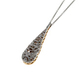 Tacori - Estate Signed 'Tacori' 18K White & Rose Gold Natural Diamond Teardrop Pendant & Chain (EP076)