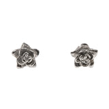 Little Darlings - Vintage Retro 14K White Gold Natural Diamond Blossom Stud Earrings (VE440)