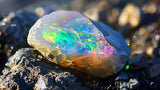 Inner Worlds - Vintage Platinum Australian Opal & Diamond Cluster Ring (VR915)