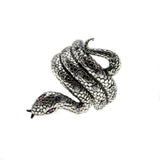Jewelled Viper - Estate Sterling Silver Ruby & CZ Snake Ring (ER248)
