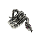 Jewelled Viper - Estate Sterling Silver Ruby & CZ Snake Ring (ER248)
