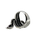 Jewelled Viper - Estate Sterling Silver Ruby & CZ Snake Ring (ER248)